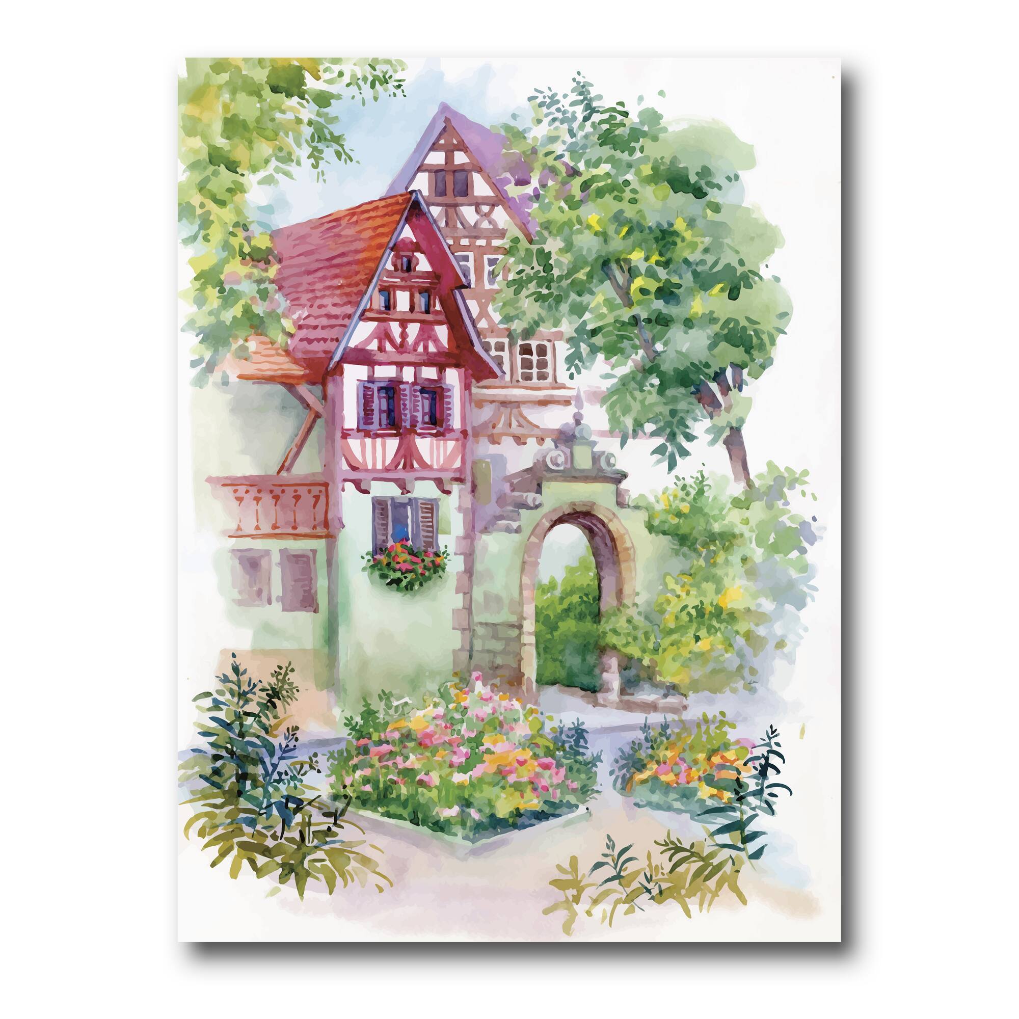 Designart - Red Rustic House In The Country Side